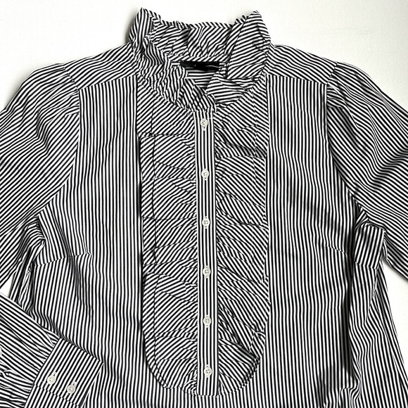 COPY - J.Crew Ruffle-Front Classic-Fit Boy Shirt In Stripe-NWT-Black -MEDIUM - Picture 3 of 8